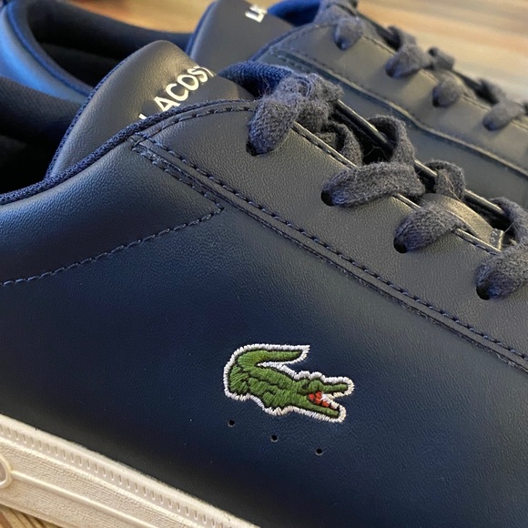 Lacoste Leather Sneakers in navy & white Size 12 - Picture 2 of 12
